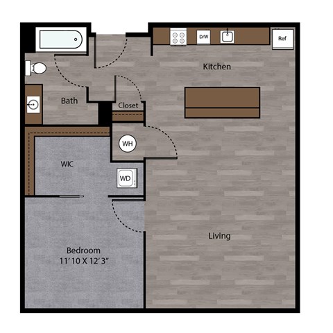 The Stout Floor Plan at Benson Lights Apartments in Omaha, NE